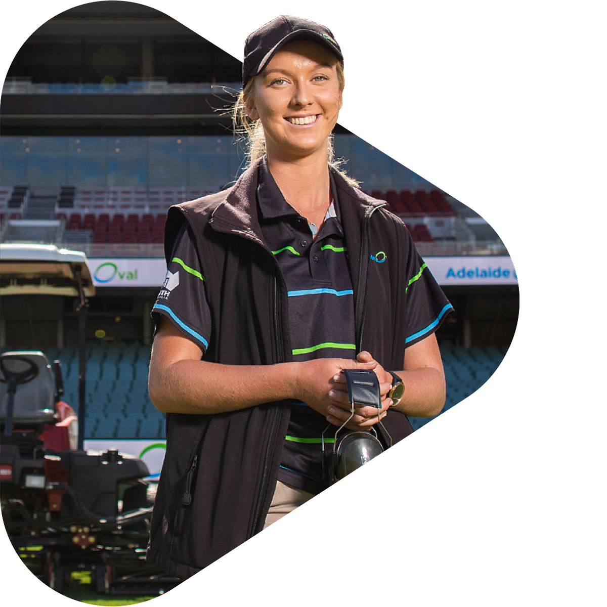 Young female trades apprentice at Adelaide Oval
